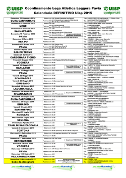 Calendario Atletica Leggera Uisp Pavia 2015