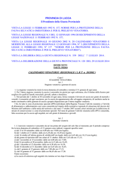 CALENDARIO VENATORIO REGIONALE ( L.R.T. n. 20/2002 )