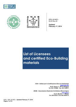 List of Licensees and certified Eco-Building materials
