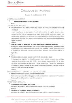 Circolare Settimanale N&deg; 33 del 05.09.2014