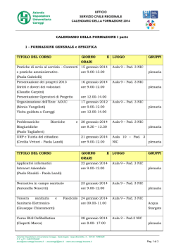 2014 Calendario formazione volontari