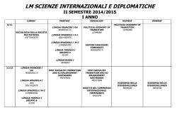 orario lezioni LM SID - II sem