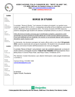 borse di studio - Assocoazione Italo-Canadese del West