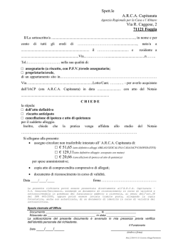 Spett.le A.R.C.A. Capitanata Via R. Caggese, 2 71121 Foggia