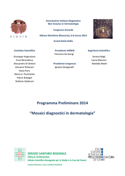 Programma Preliminare 2014 “Mosaici diagnostici in