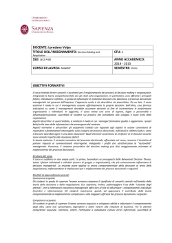Decision making and negotation 6cfu a.a.2014-2015