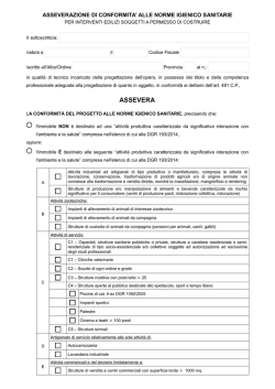 Asseverazione igienico sanitaria obbligatoria per PdC SUAP