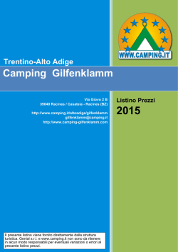 Listino Prezzi Camping Gilfenklamm