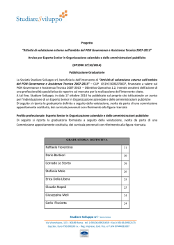 Pubblicazione Graduatoria_Esperto Senior PRA