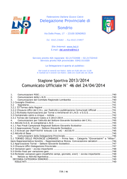 Comunicato Ufficiale N&deg; 46 del 24/04/2014