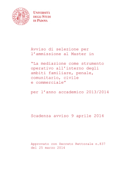 Avviso Master - Consiglio Regionale della Lombardia