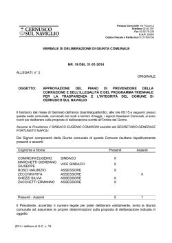 Delibera di approvazione Piano triennale di prevenzione della