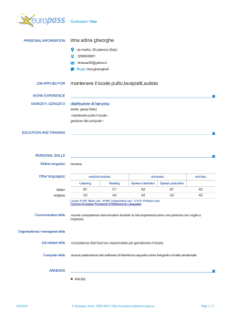 irina adina gheorghe mantenere il locale pulito,lavapiatti,autista
