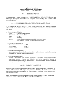 Formaggella del Luinese DOP - Ministero delle Politiche Agricole e