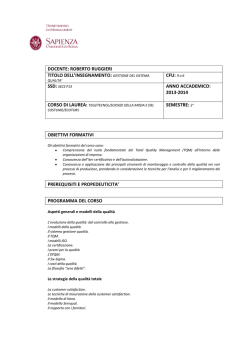 Gestione del sistema qualit&agrave; 6/9 cfu a.a. 2013/2014