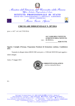 Circ. Dir. 287/14 - Programma Pestalozzi. Candidature 2014