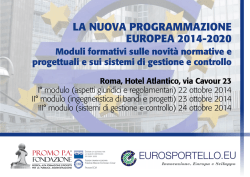 LA NUOVA PROGRAMMAZIONE EUROPEA 2014