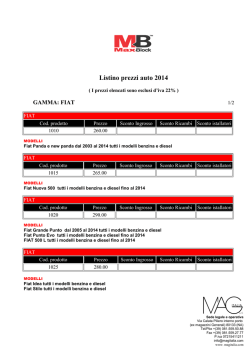 Listino prezzi auto 2014