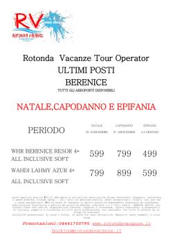 BERENICE WHR BERENICE RESORT Gennaio Febbraio e Marzo