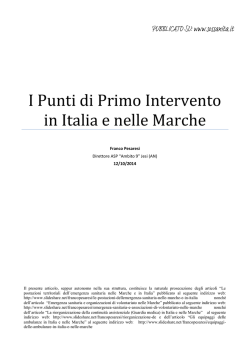 I Punti di Primo Intervento in Italia e nelle Marche