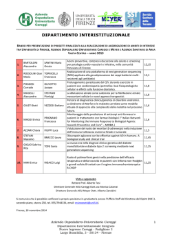 Elenco progetti finanziati - Azienda Ospedaliera Careggi