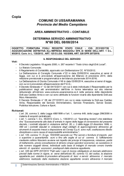 Determina Servizio Amministrativo n&deg;60/2014