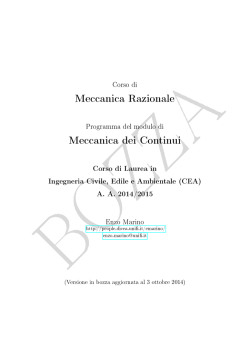 Meccanica Razionale Meccanica dei Continui