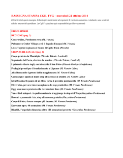 RASSEGNA STAMPA CGIL FVG &ndash; mercoled&igrave; 22 ottobre 2014 Indice