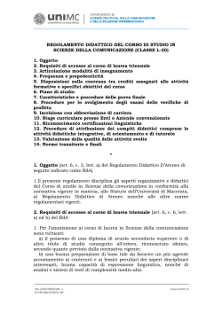 Corso di Studio in Scienze della comunicazione CLASSE L-20