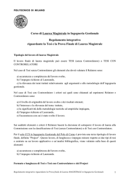 Corso di Laurea Magistrale in Ingegneria Gestionale Regolamento