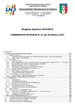 Comunicato n. 21 - Calcio Rubano USDC