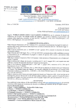 Esito selezione docenti progetto LA SCUOLA CENTRO DI