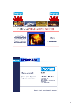 SPEAKER: - Forum di Prevenzioni Incendi