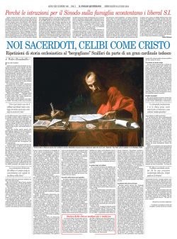 NOI SACERDOTI, CELIBI COME CRISTO