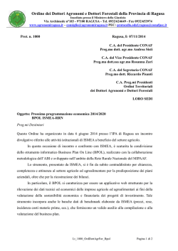 Prossima Programmazione economica 2014/2020 BPOL ISMEA