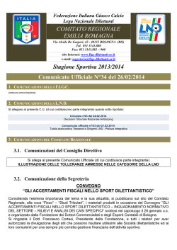 Comunicato Ufficiale N&deg;34 del 26/02/2014
