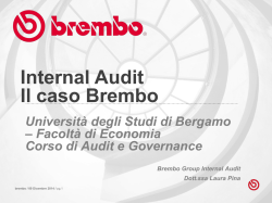 Internal Audit Il caso Brembo - Universit&agrave; degli studi di Bergamo