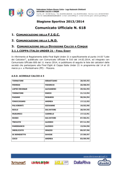 Liste calciatori Societ&agrave; partecipanti alla Final Eight di Coppa Italia