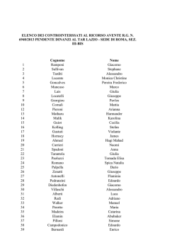 ELENCO DEI CONTROINTERSSATI AL RICORSO AVENTE R.G. N.