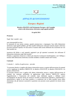 1) Direttiva 2014/55/Ue del Parlamento Europeo e del Consiglio