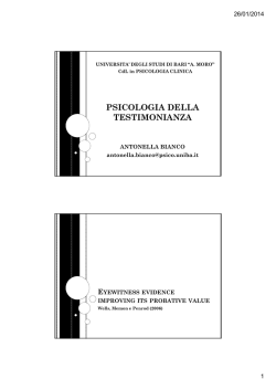 PSICOLOGIA DELLA TESTIMONIANZA - Scienze della Formazione