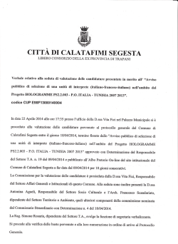 CITTA DI CALATAFIMI SEGESTA - Comune di Calatafimi Segesta