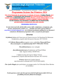 Programma Sezione Sat Primiero 2014