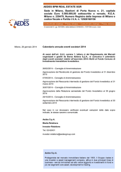 AEDES BPM REAL ESTATE SGR Sede in Milano, Bastioni di Porta