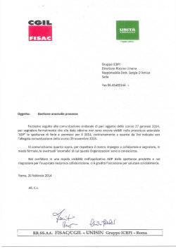 Segnalazione indisponibilità ADP situazione ferie