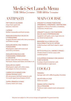 Italian Set lunch menu