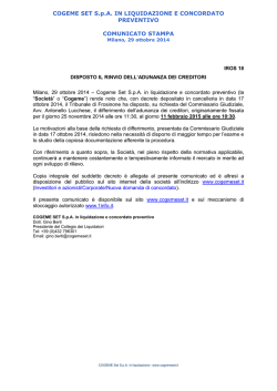 COGEME SET S.p.A. IN LIQUIDAZIONE E CONCORDATO