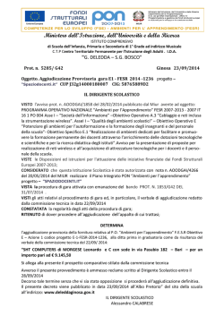 Aggiudicazione Provvisoria gara E1 - FESR 2014