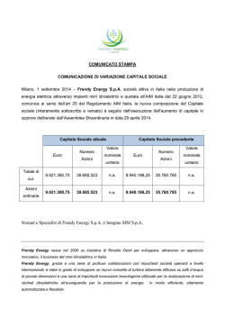 Nomad e Specialist di Frendy Energy S.p.A. &egrave; Integrae SIM S.p.A.