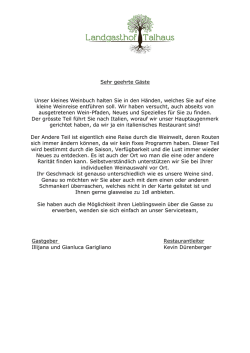 Sehr geehrte G&auml;ste Unser kleines Weinbuch halten Sie in den